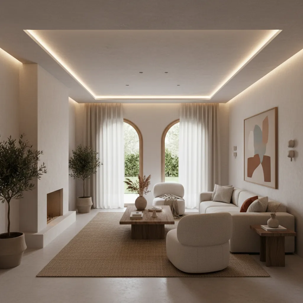 Ejemplo de iluminación indirecta en un salón contemporáneo