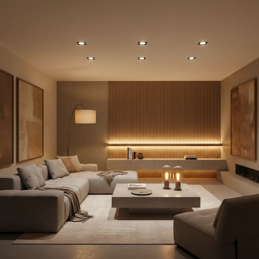 Diseño de iluminación en sala moderna