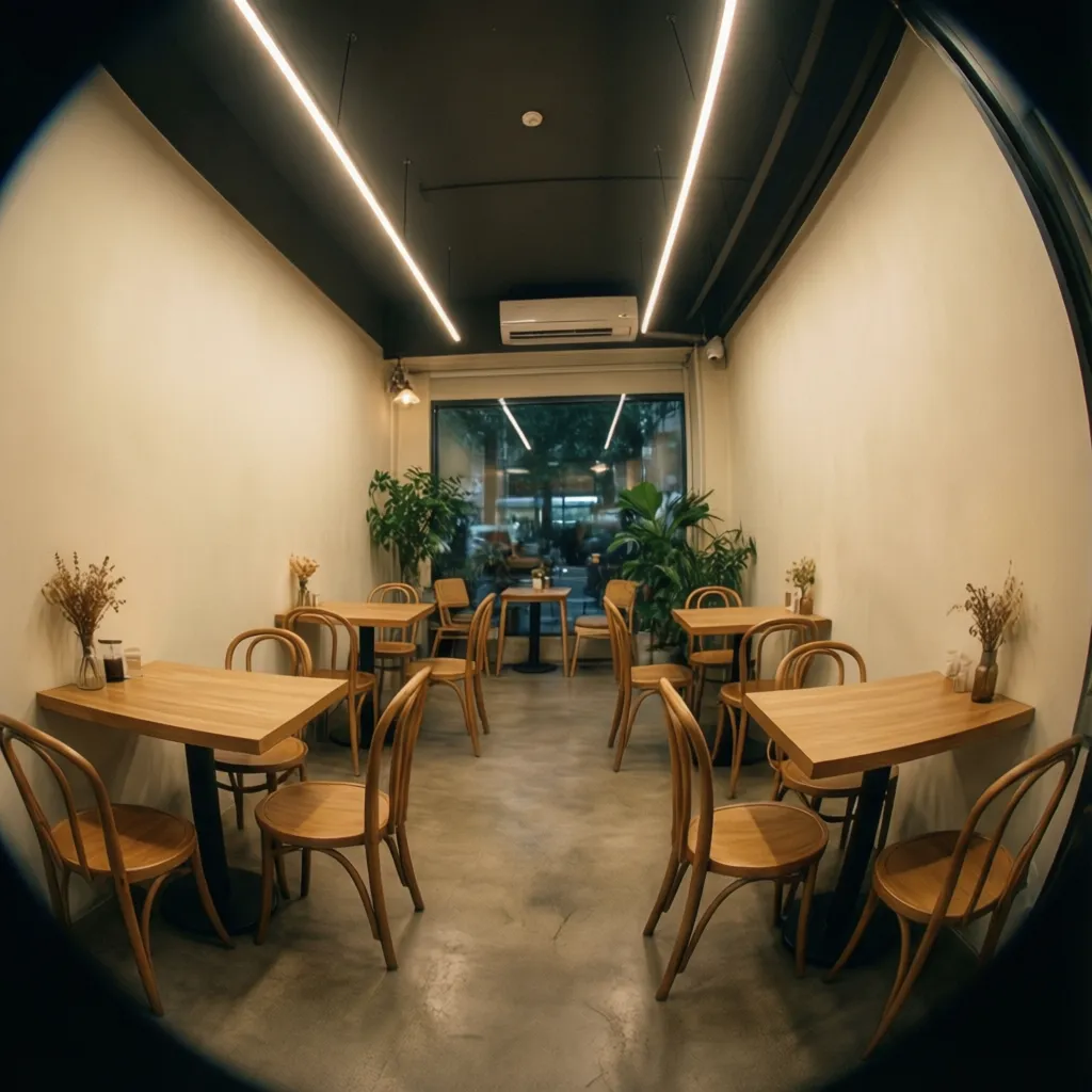Iluminación moderna en un pequeño local comercial