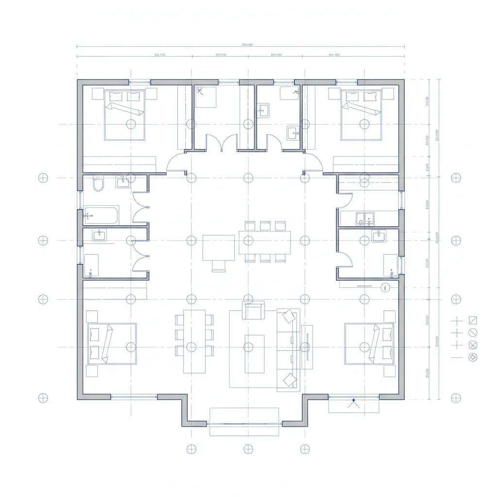 Plano de iluminación residencial con diferentes puntos de luz
