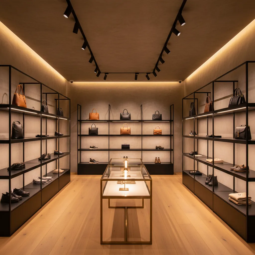 Iluminación focal destacando productos en una tienda