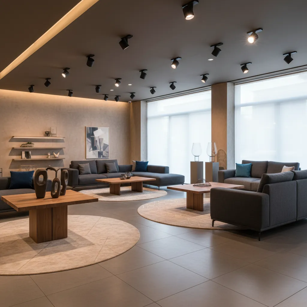 Iluminación profesional en una tienda de muebles