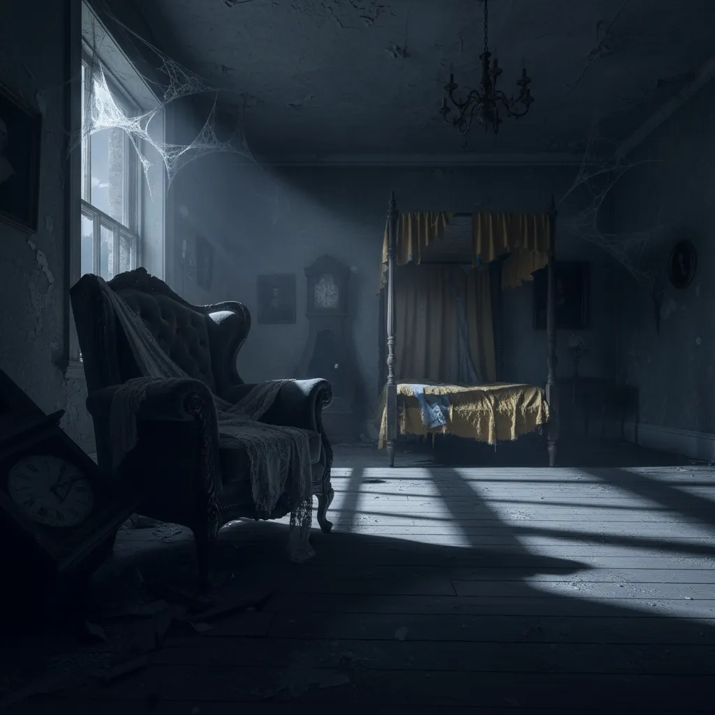 Habitación oscura con iluminación lateral creando sombras dramáticas