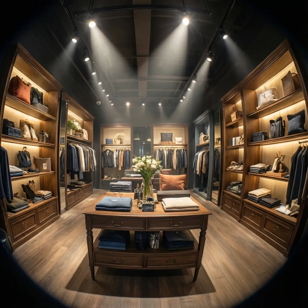 Iluminación estratégica en una tienda destacando productos