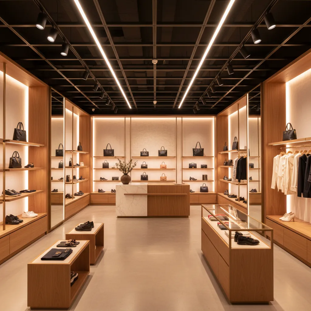 Iluminación profesional destacando productos en una tienda
