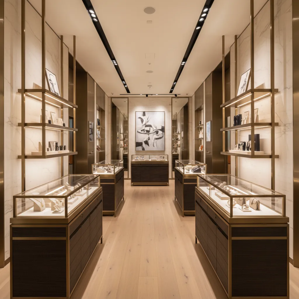 Iluminación focal destacando productos en una tienda