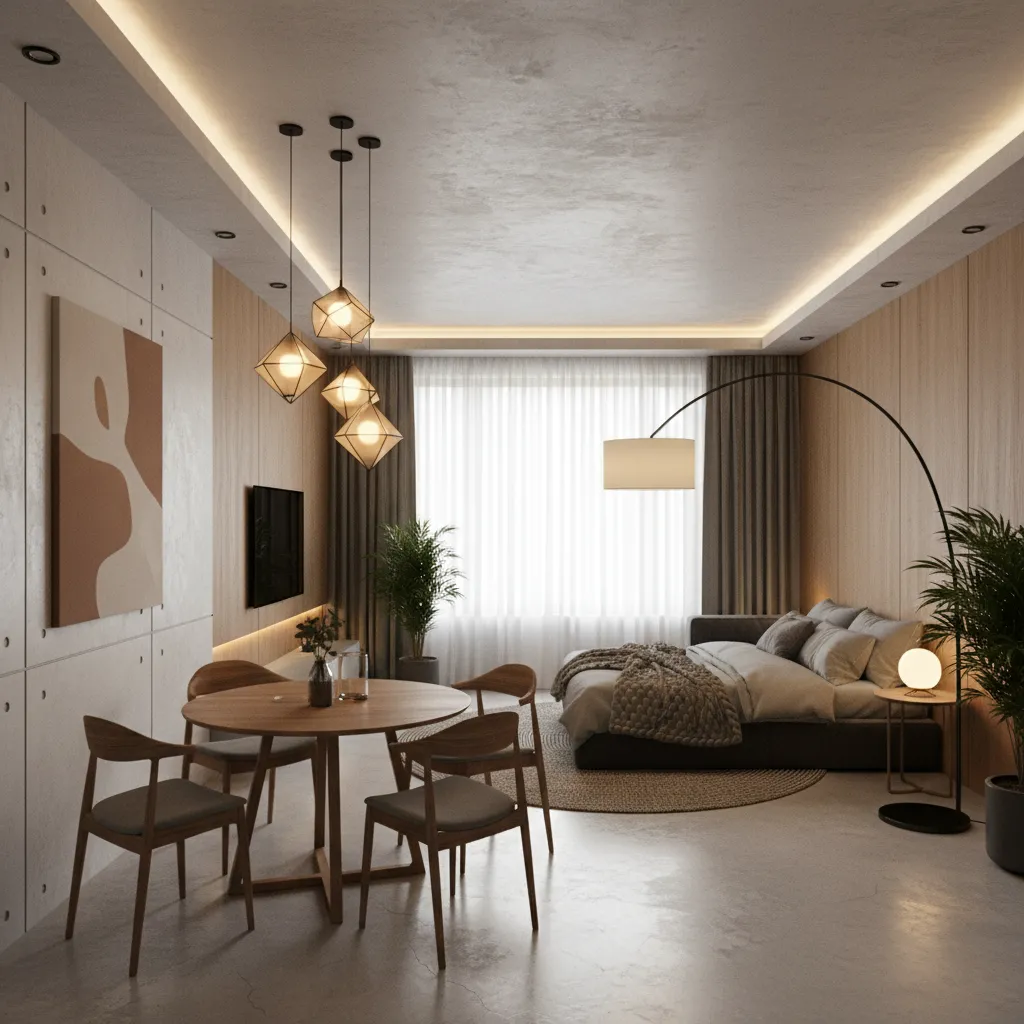 Estudio grande con diferentes tipos de iluminación para cada zona