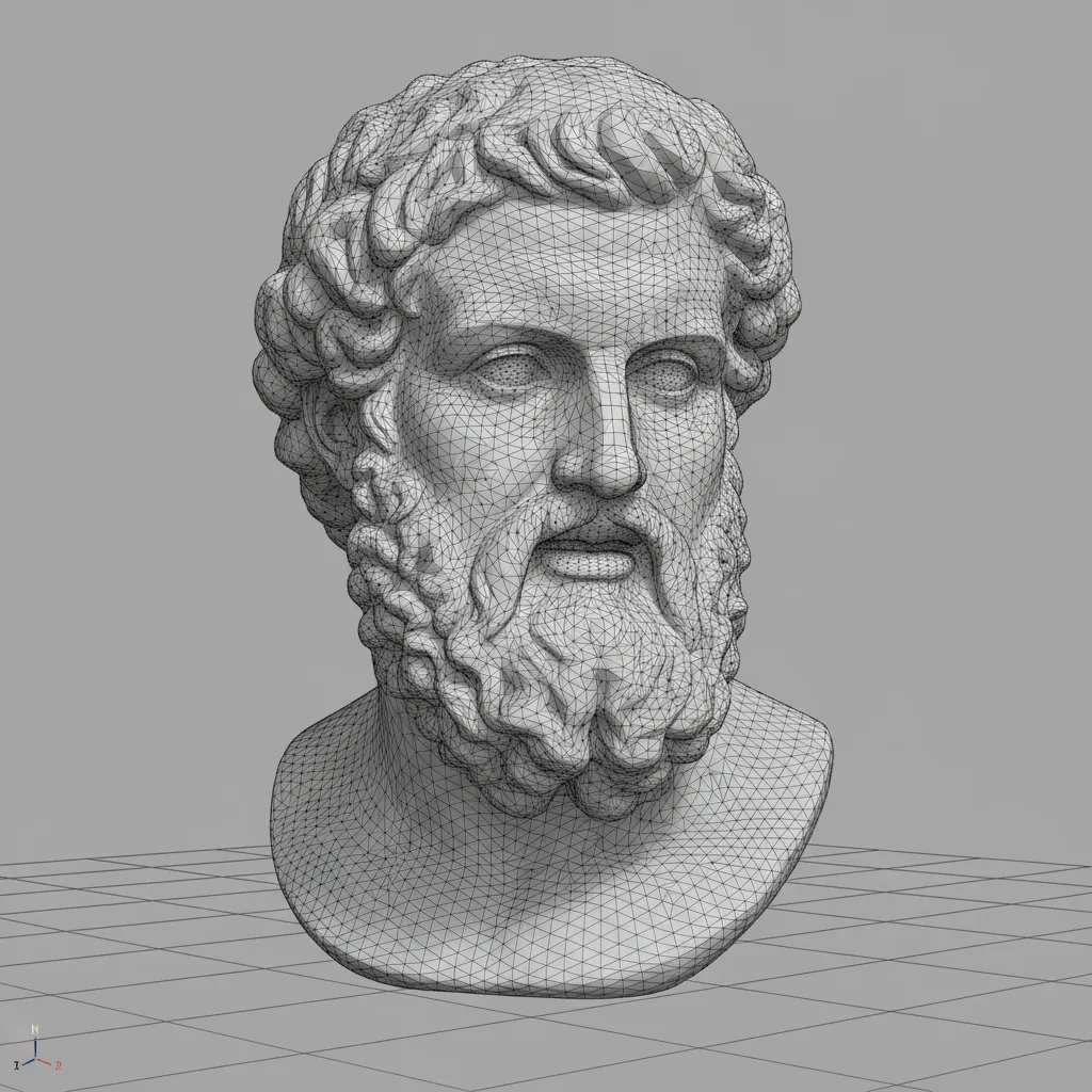 dense triangulated mesh of a 3D object reconstructed from an image