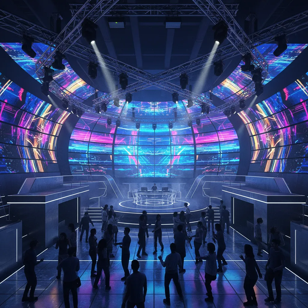 Discoteca con pantallas LED inmersivas y diseño moderno