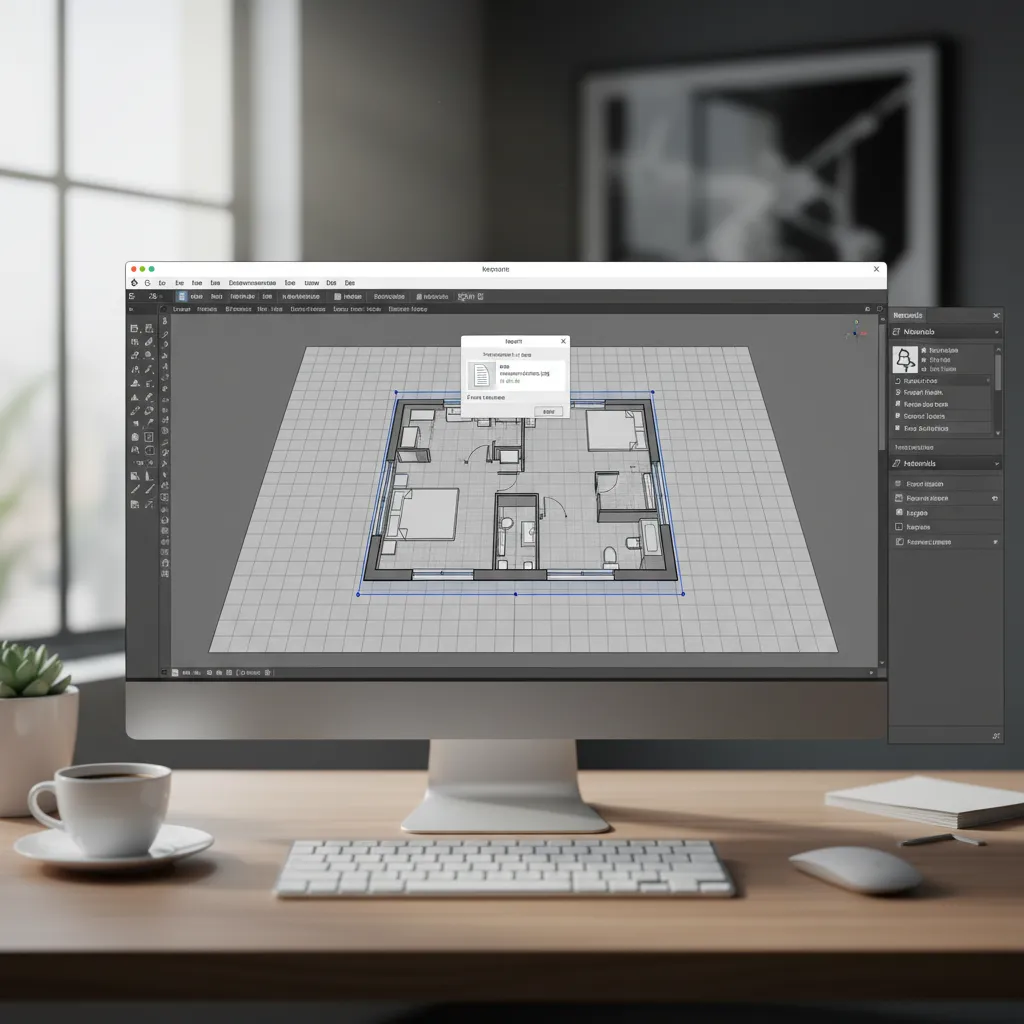 Imagen importada en SketchUp utilizada como referencia para modelado