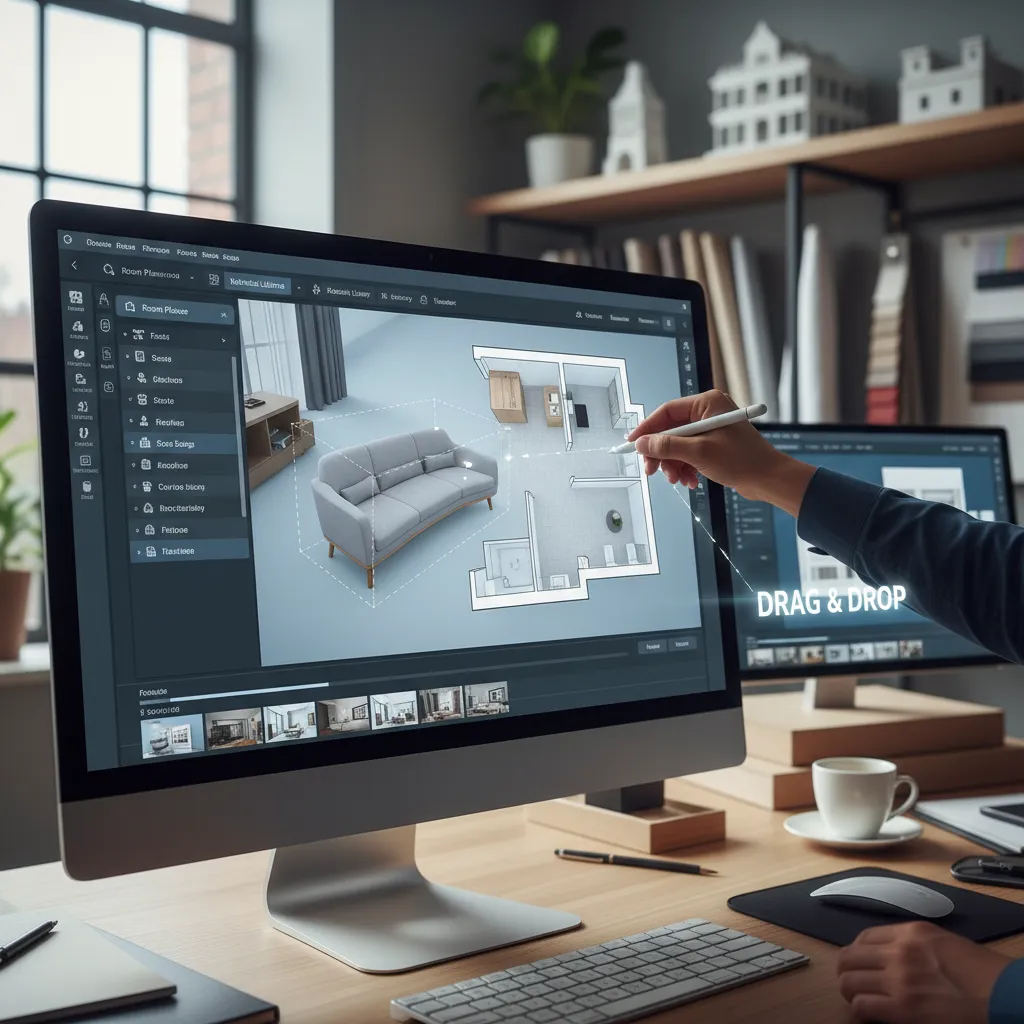 Proceso de importar un modelo 3D de mueble en un programa de diseño de interiores