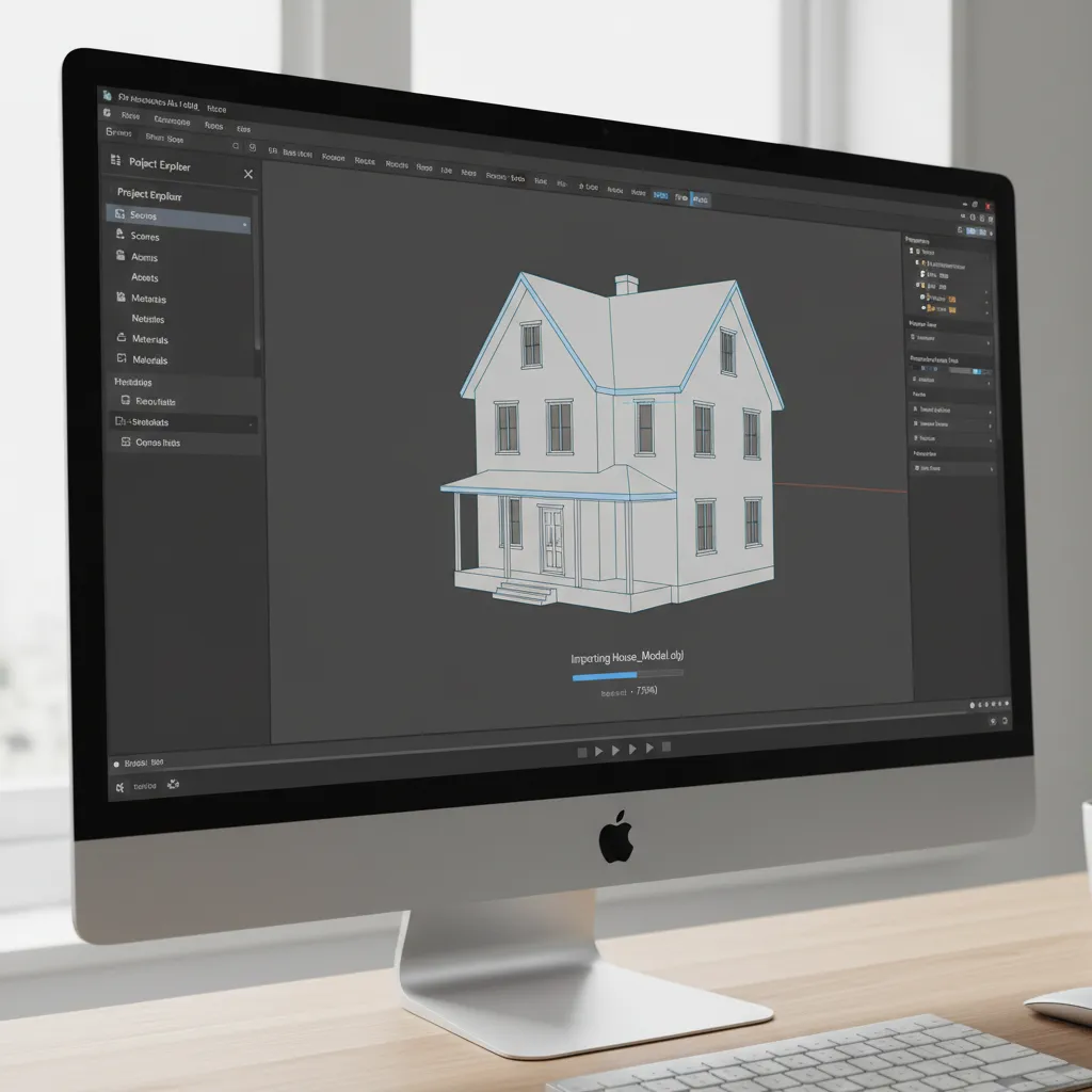 Importing a 3D house model into design software interface