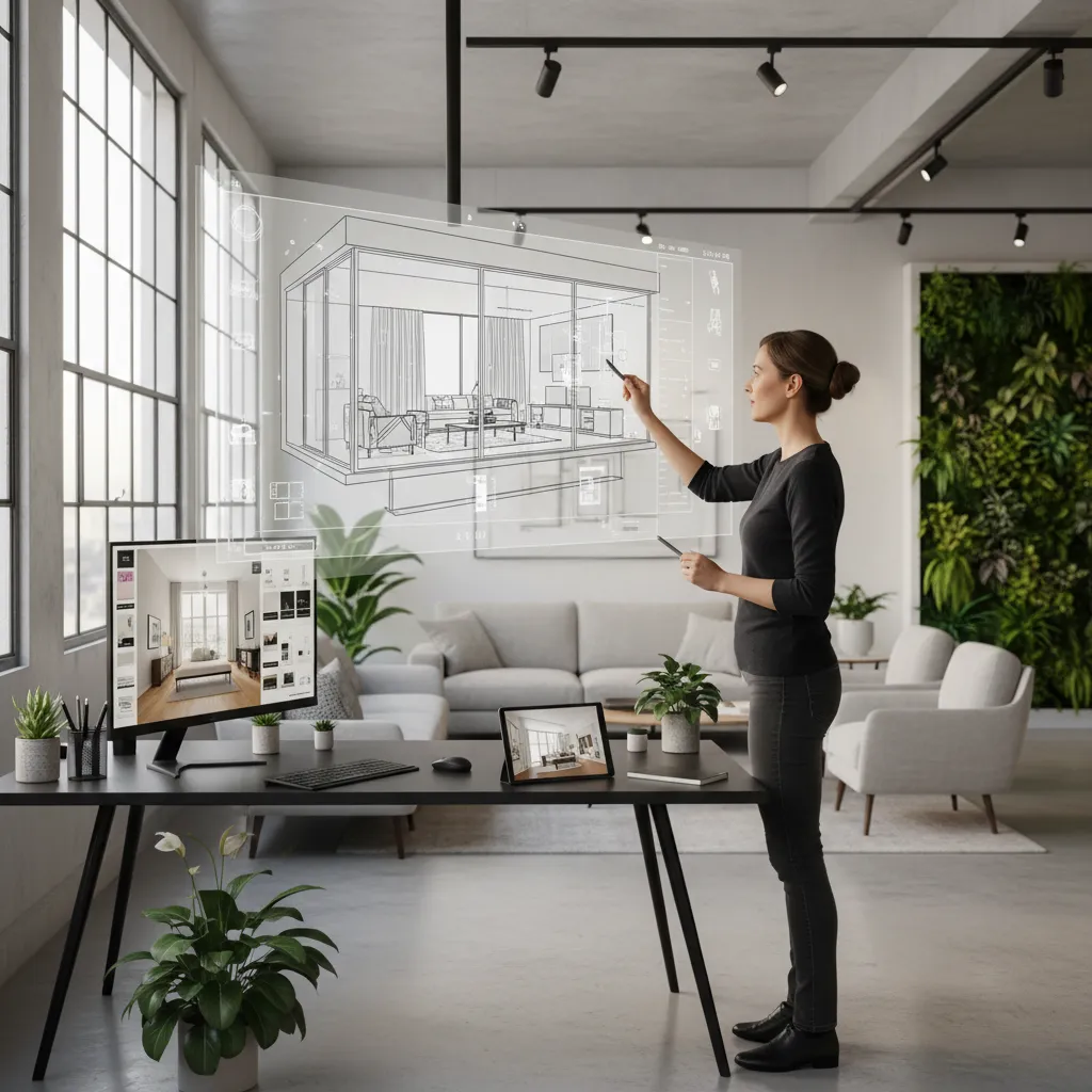 designer ajustando planta de casa gerada por IA