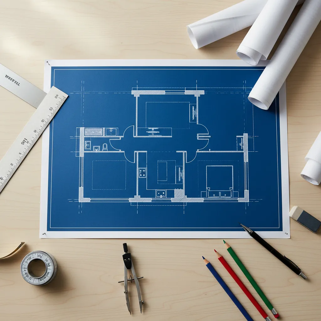 Example of incomplete free house blueprint missing construction details