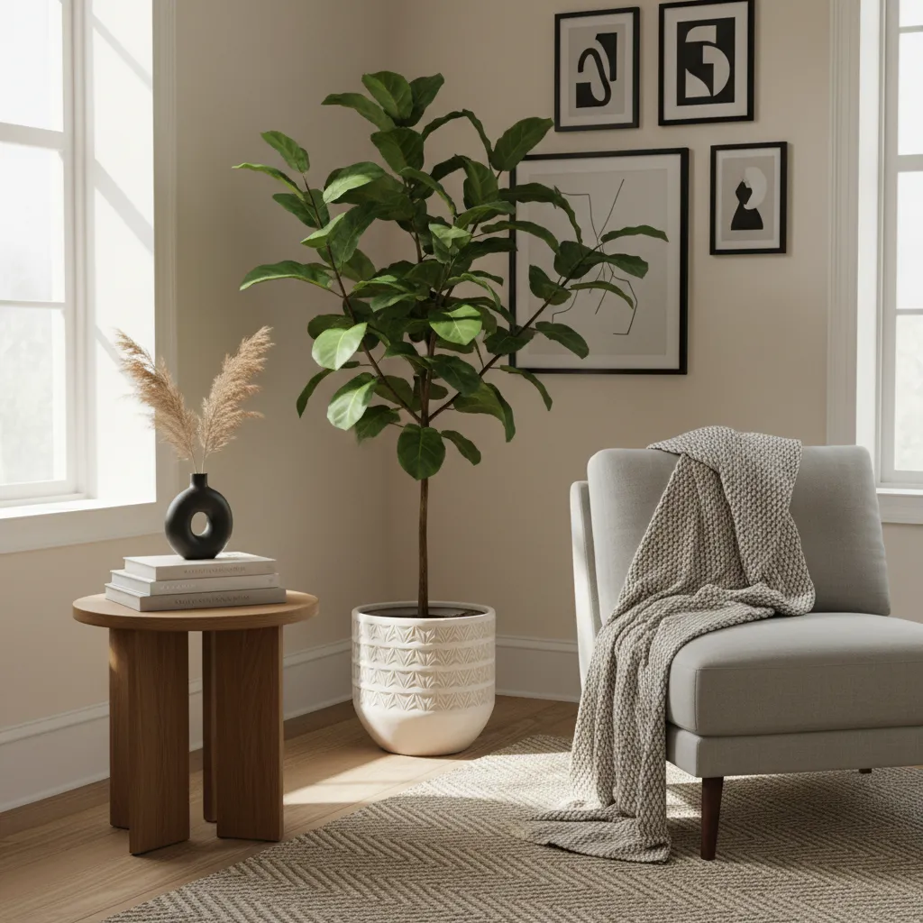 Rincón del hogar decorado con varias plantas de interior