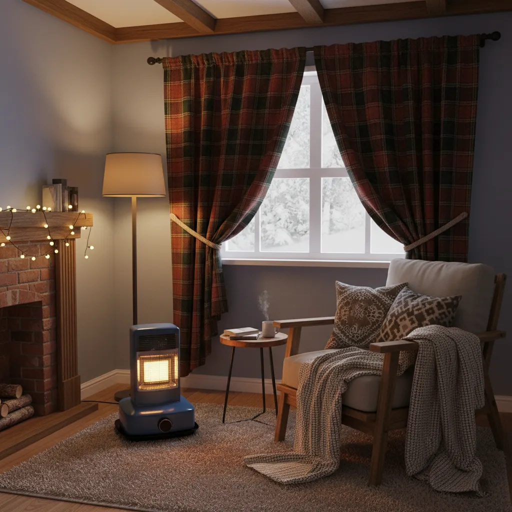 small insulated room using safe indoor propane heater for warmth