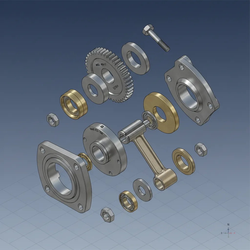 3D CAD mechanical parts with engraved identification labels