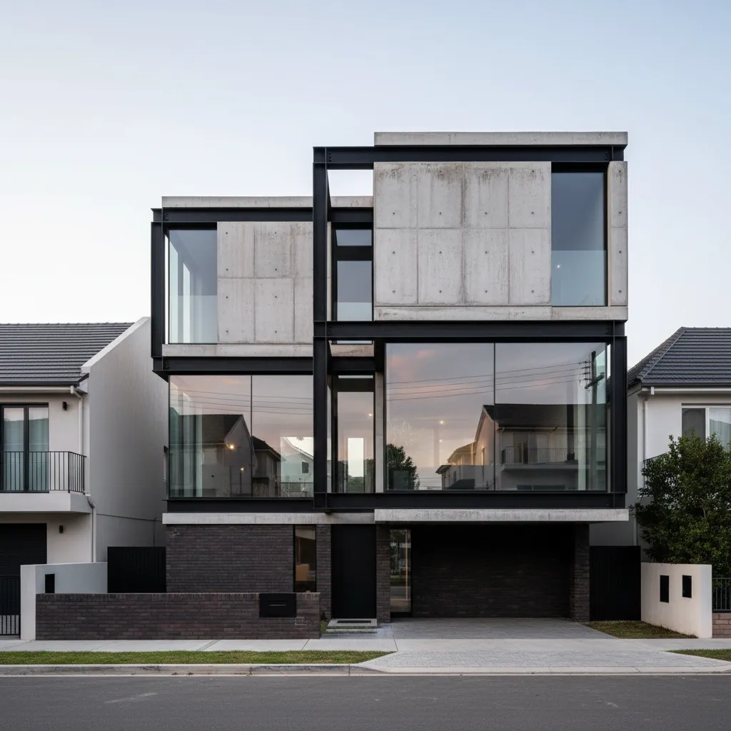 Diseño de fachada de casa estilo industrial