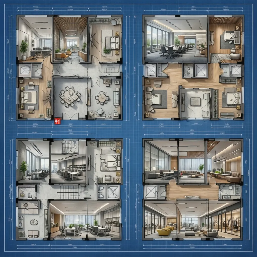 Industry Specific Floor Plan Exit Design for Offices Schools and Retail