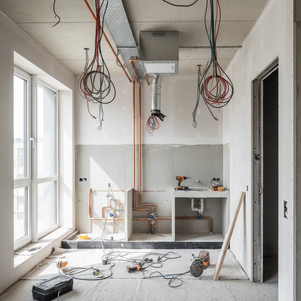 Instalación técnica durante reforma de cocina