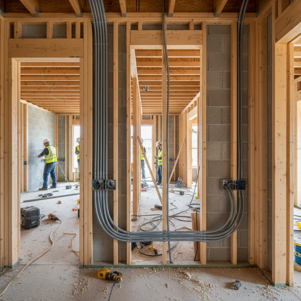Instalación eléctrica en una vivienda durante la construcción