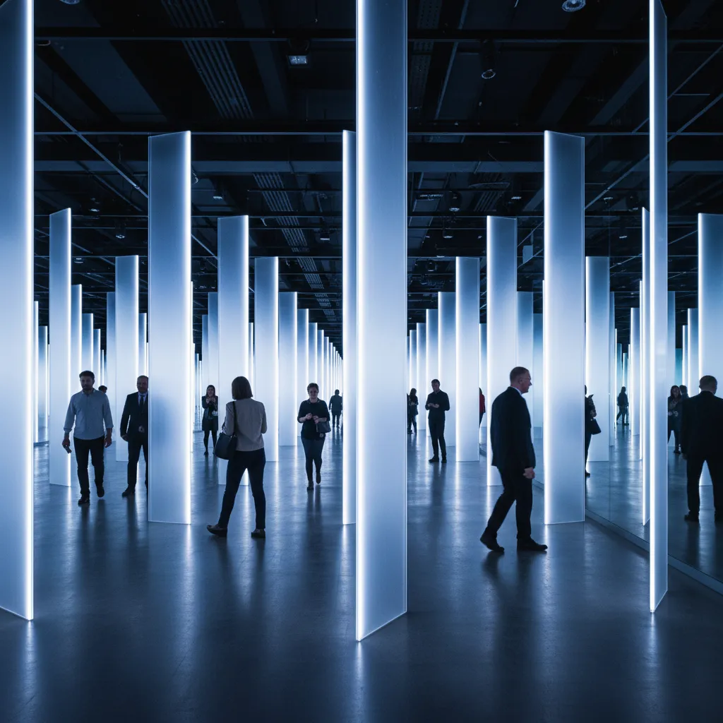 Instalación inmersiva de arquitectura efímera con iluminación ambiental