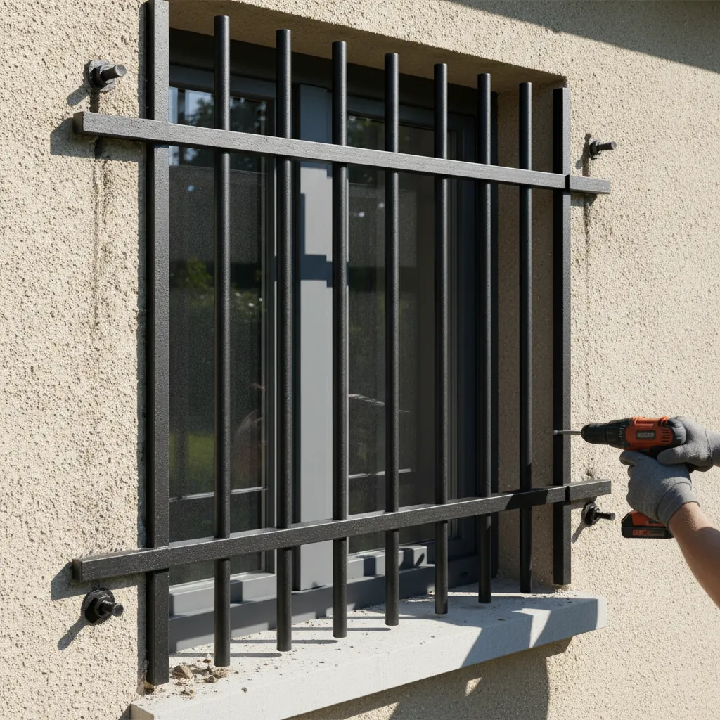Instalación de rejas metálicas exteriores en ventana residencial