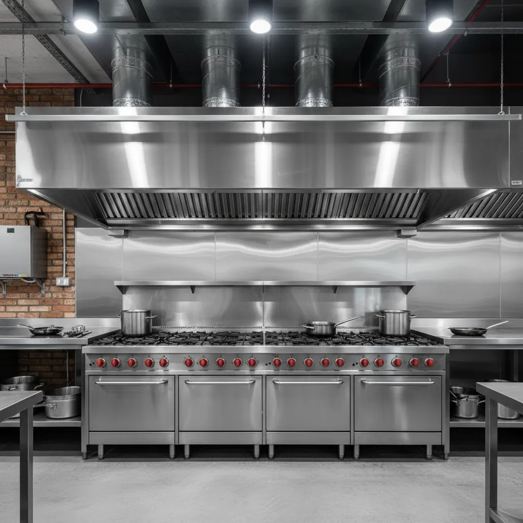 Sistema de ventilación y equipos en cocina industrial