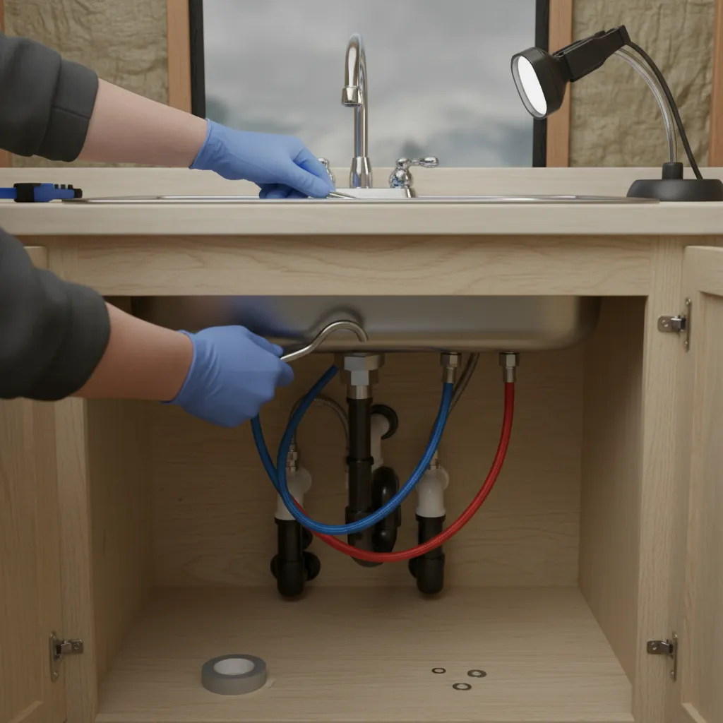 Installing a new kitchen faucet on a mobile home sink