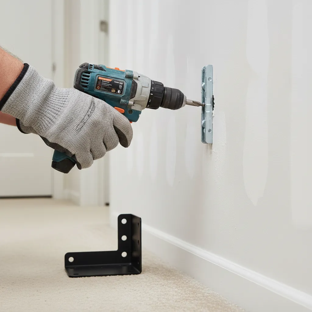 Installing heavy duty wall anchors for hallway shelf brackets