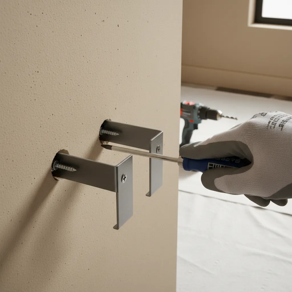 Close view of mounting hardware for a wall candle sconce installation