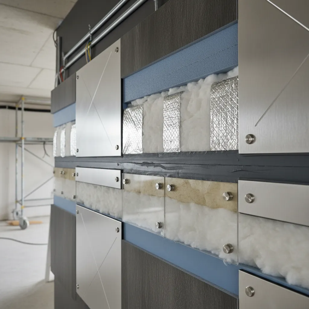 installation detail of decorative insulated wall panels with sealed seams