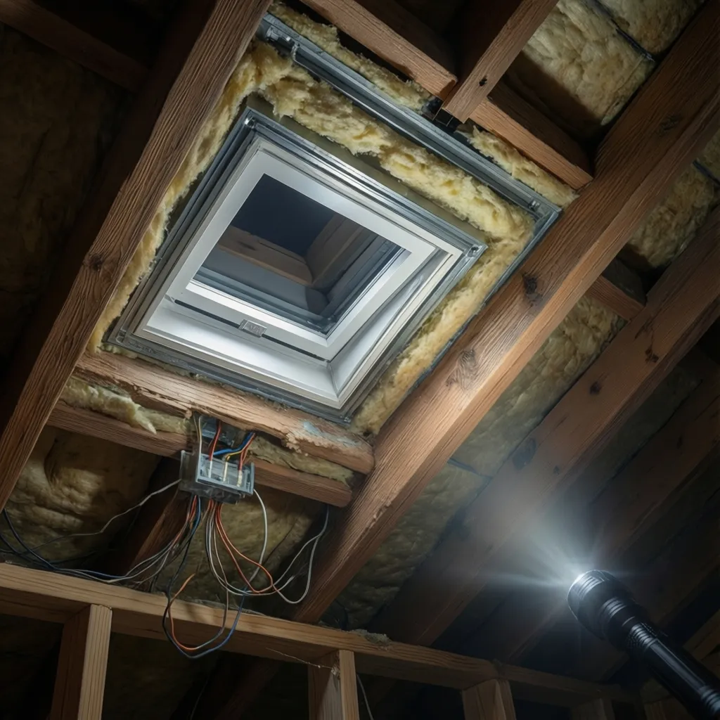 Attic insulation surrounding recessed ceiling light housing