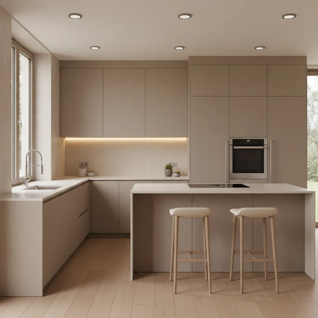 modern kitchen with built in appliances and seamless cabinetry