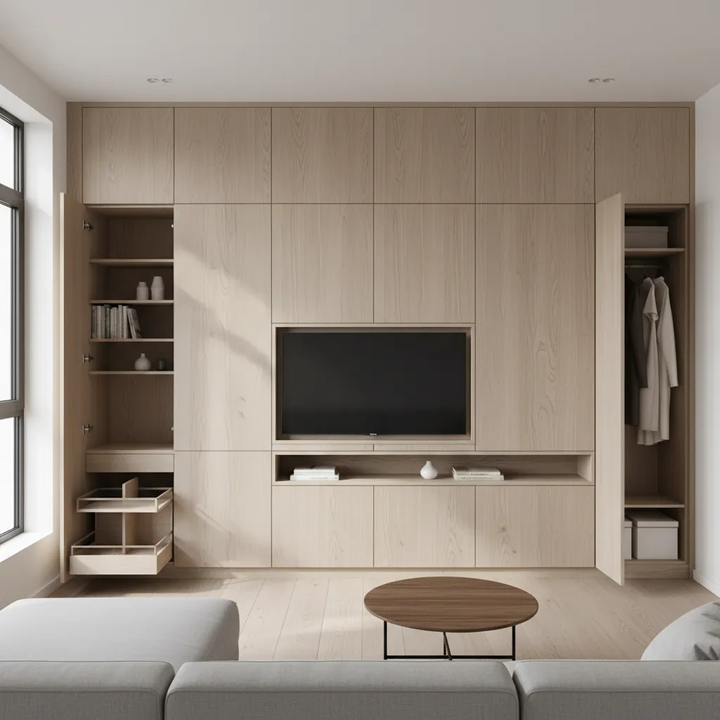 Muebles con almacenamiento integrado en una casa pequeña