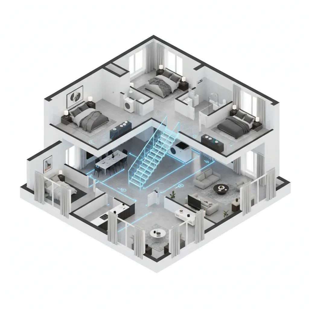 interactive 3D floor plan layout used for navigating a virtual property tour