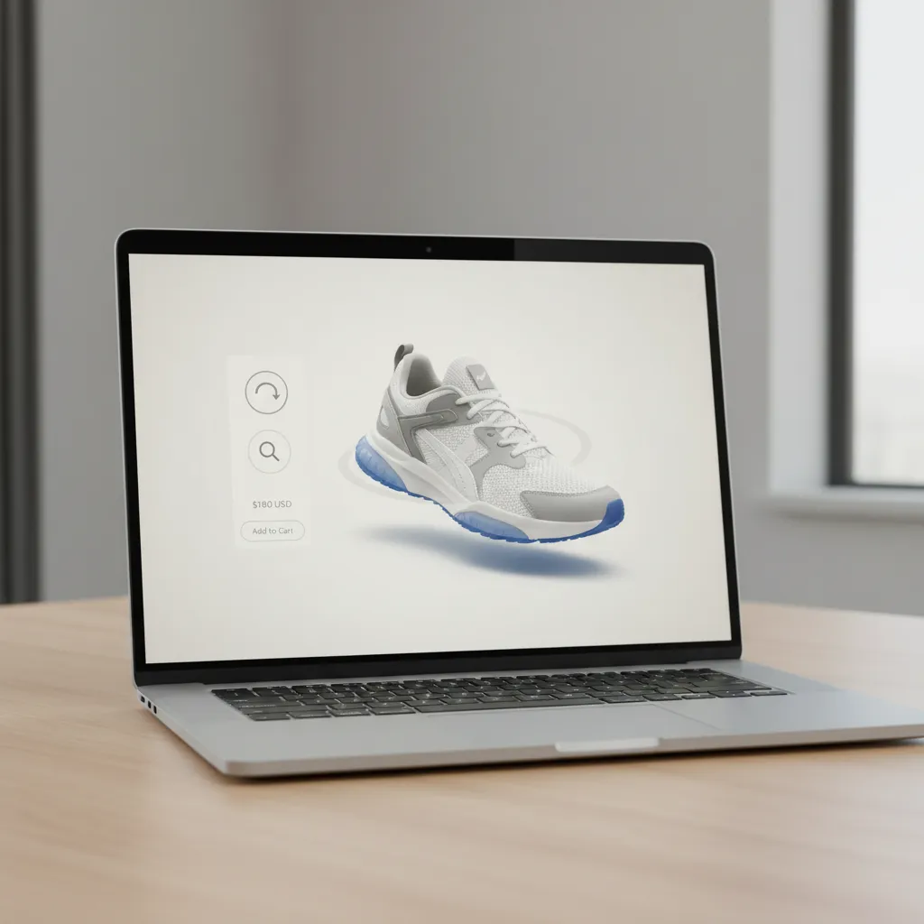 online store product page with interactive 3D sneaker viewer