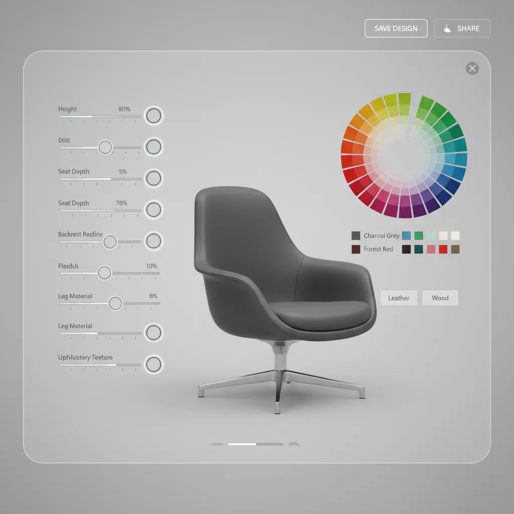Interactive 3D product configurator running in a browser using web rendering APIs