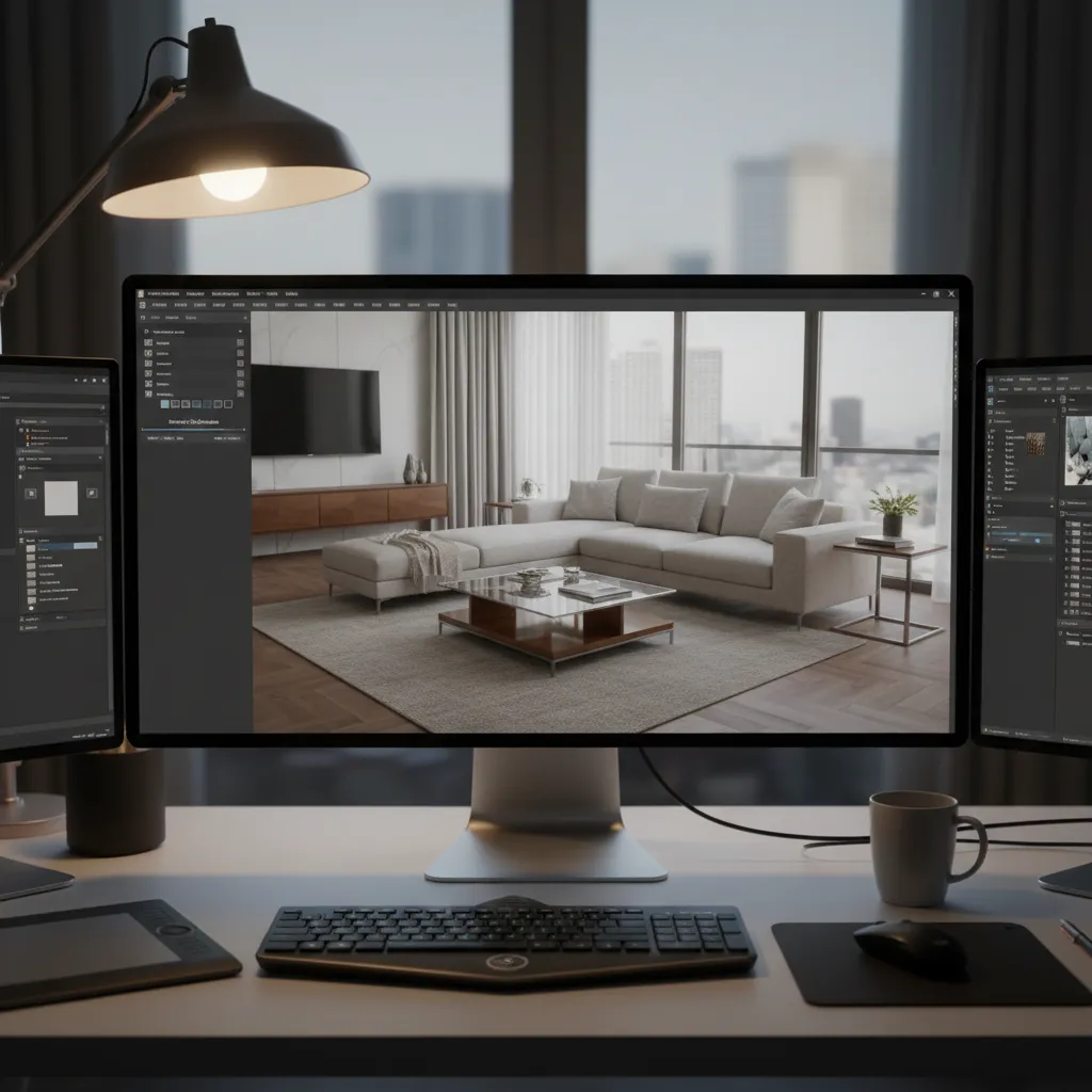 interactive rendering preview window for interior scene