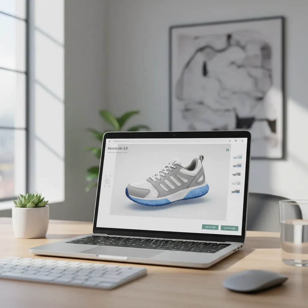 interactive sneaker 3D viewer on an e-commerce product page