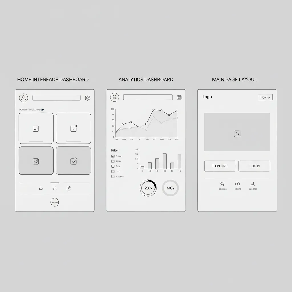 Diagram comparing home dashboard and main page interface structures