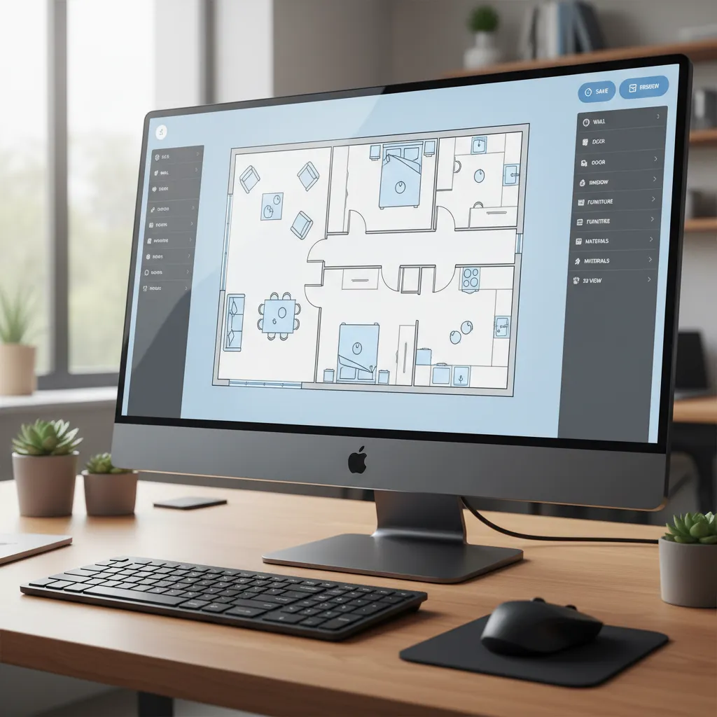 Interfaz de software de diseño interior mostrando plano de apartamento
