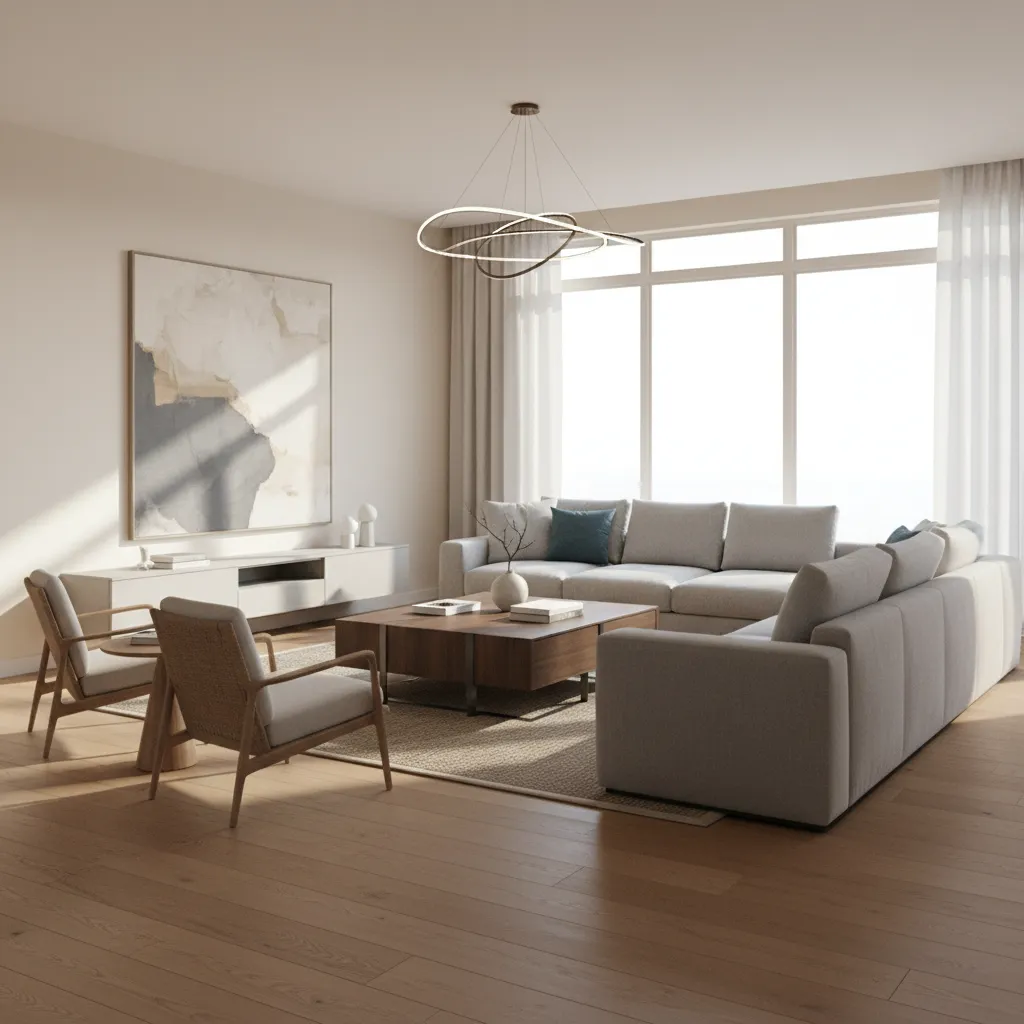 Photorealistic 3D interior living room created using home design software