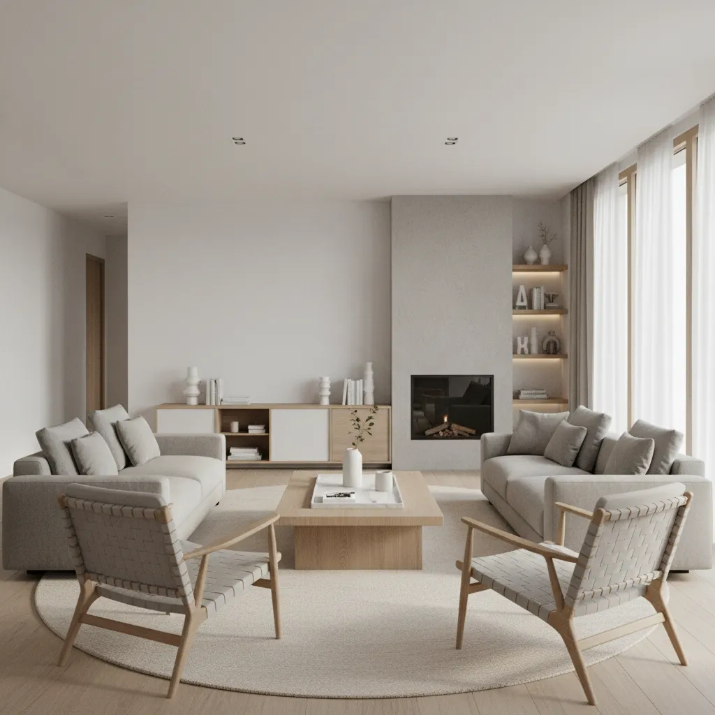 3D rendered modern living room interior visualization