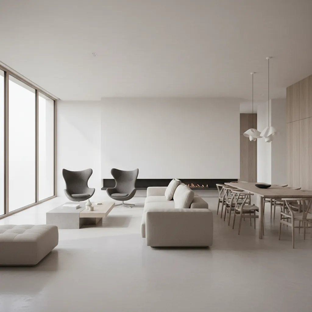 Modern open plan interior illustrating airflow paths through living space