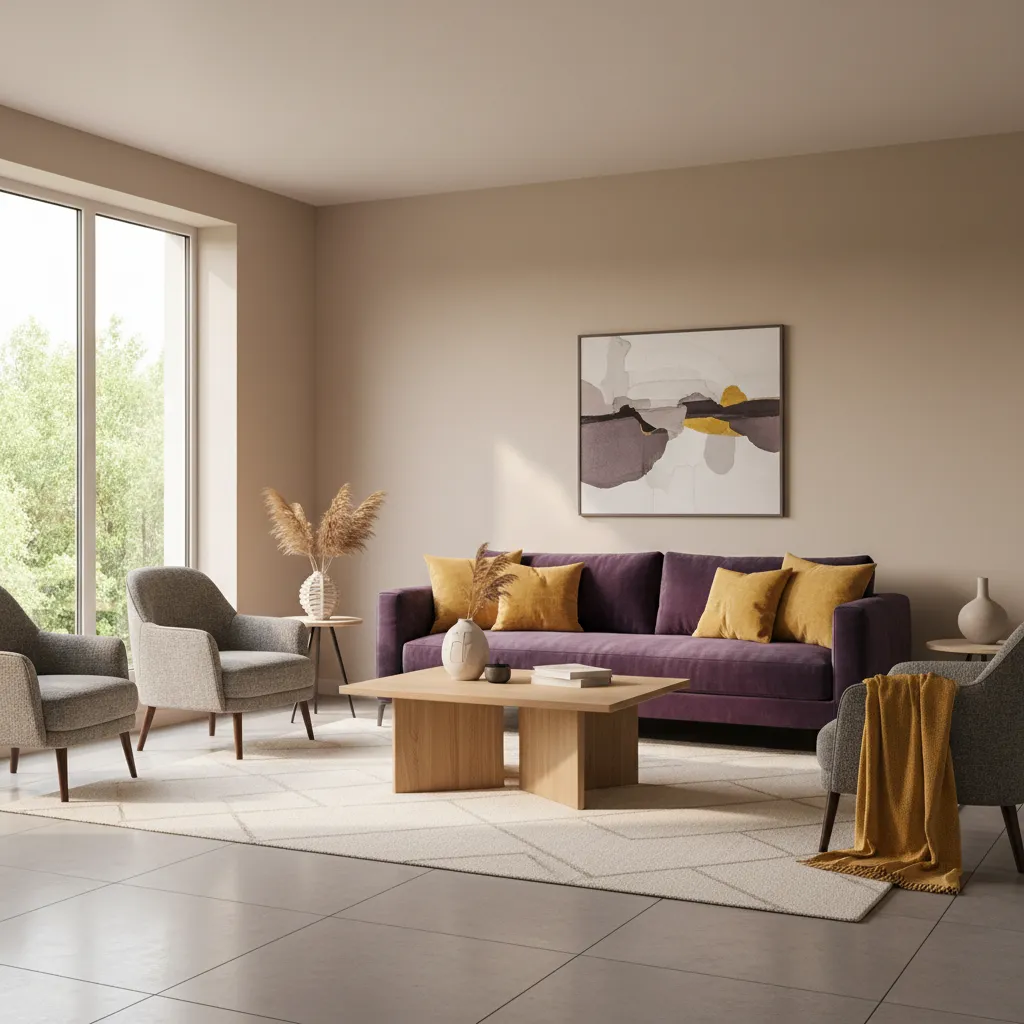 Diseño de interiores amarillo y morado: cómo combinarlo