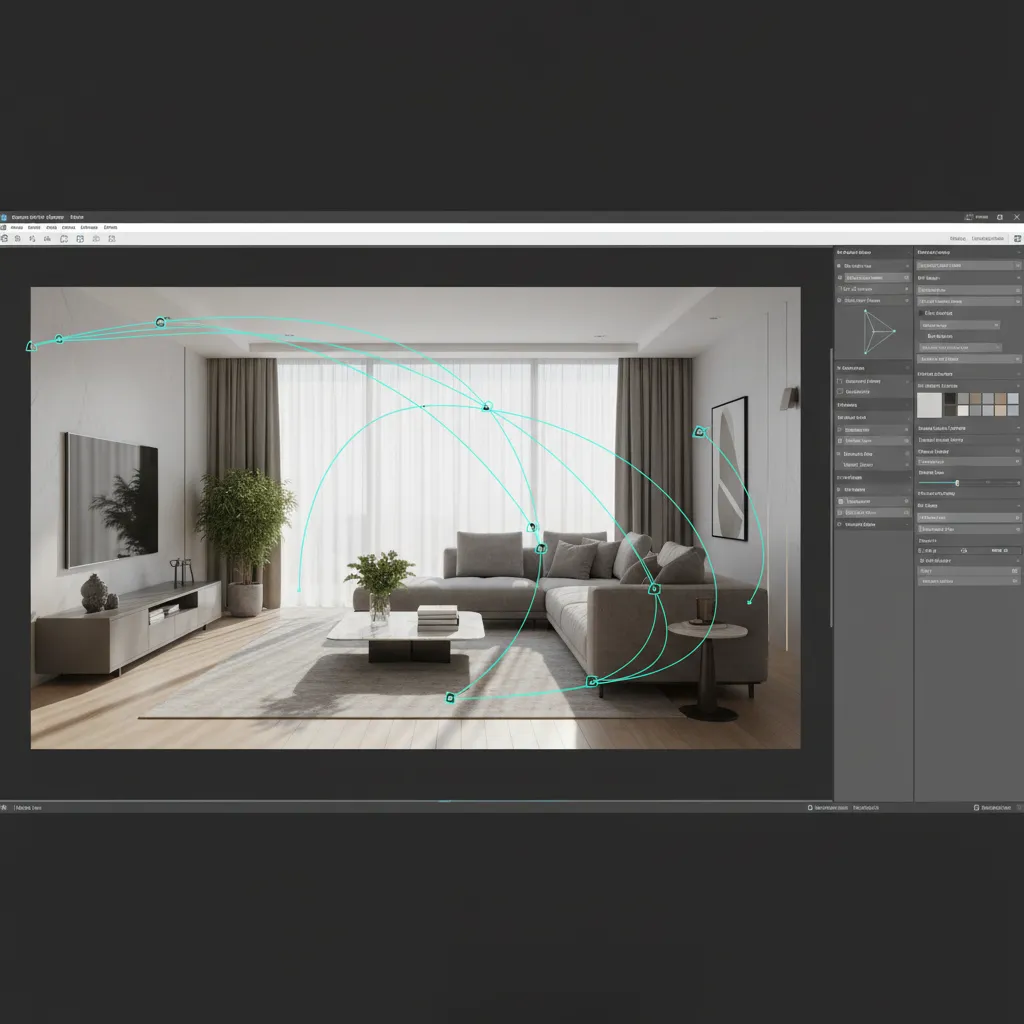 3d interior animation camera path preview in architectural visualization software