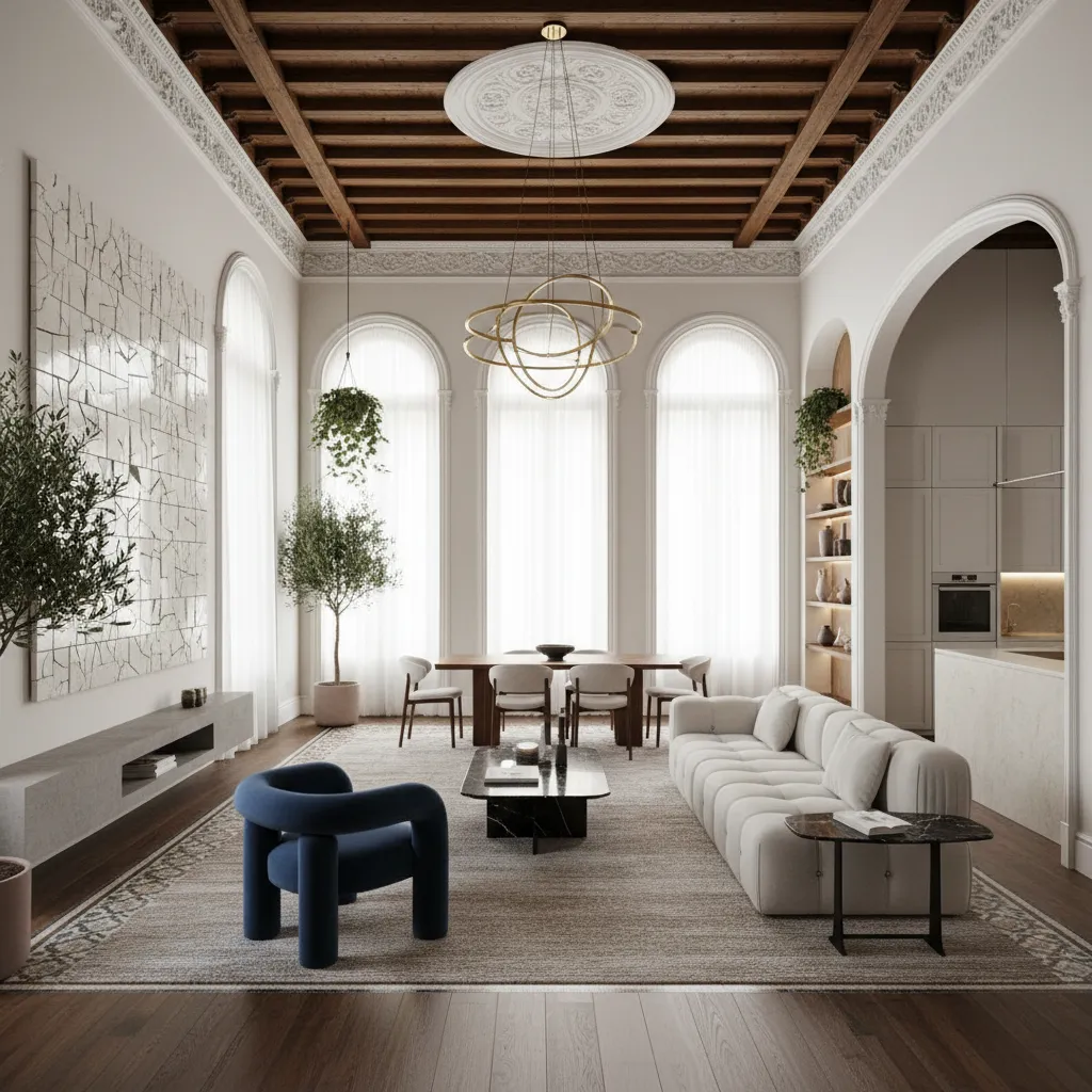 Interior renovado en un edificio histórico de Barcelona