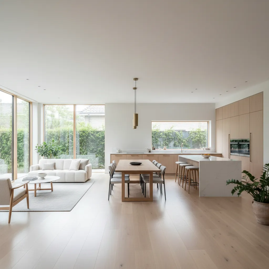 Interior con sala comedor y cocina integrados