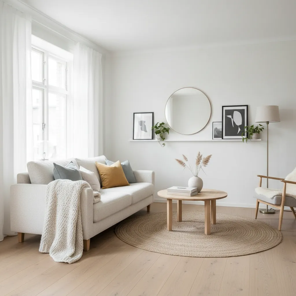 Interior de casa con estilo nórdico y materiales naturales
